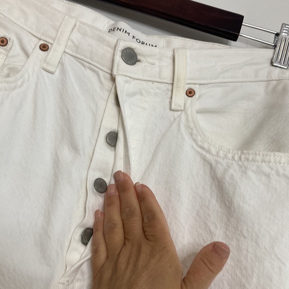 Denim Forum Jeans Womens 32 x 29 White The BF High Rise Loose 90s Straight Leg - Picture 6 of 12